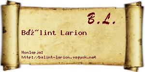 Bálint Larion névjegykártya